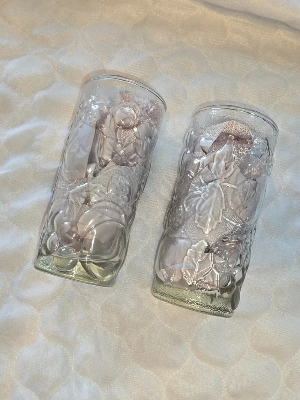 Vintage Embrossed Fruit Glasses 2 Replacements Vases Decor Drinkware Retro